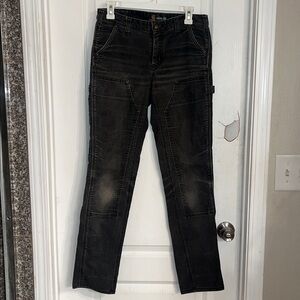 Carhartt Slim Fit Pants Women black/gry washed out double Knee Canvas Carpenter
